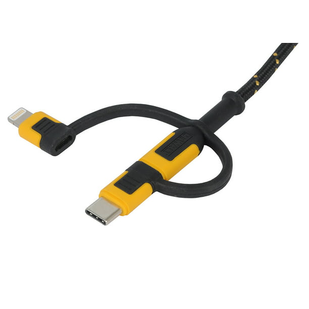 Black/Yellow DeWalt USB to Type C Cable 6 ft 